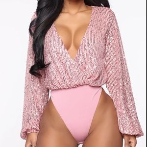 Sequin Bodysuit - Rose Pink